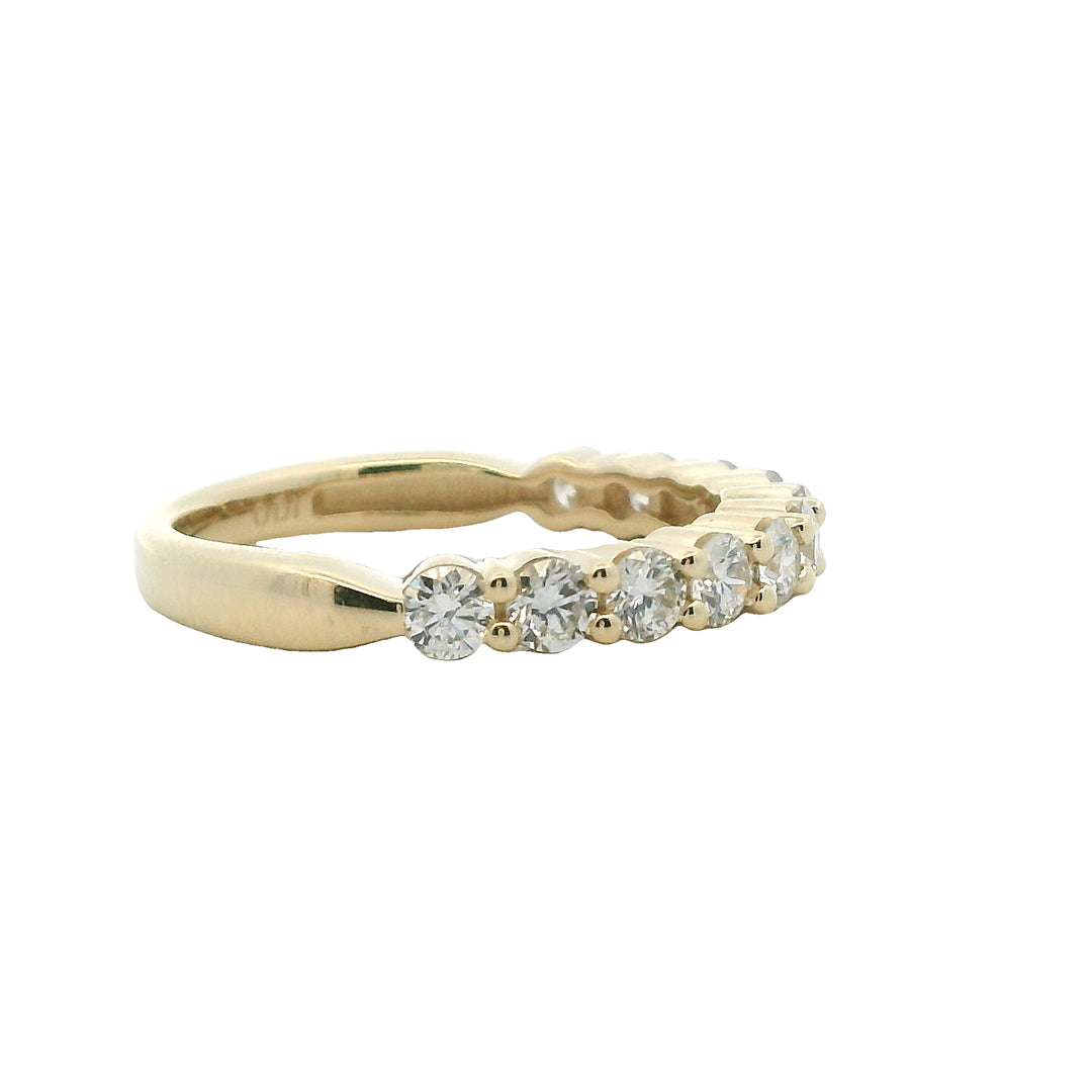 14K Yellow Gold 1.00CTW Diamond Eleven Stone Wedding Band