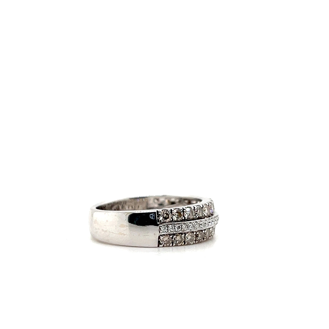 Estate Le Vian 14KT White Gold Triple Row Diamond Band, Contemporary