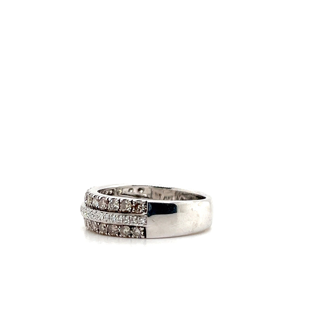 Estate Le Vian 14KT White Gold Triple Row Diamond Band, Contemporary