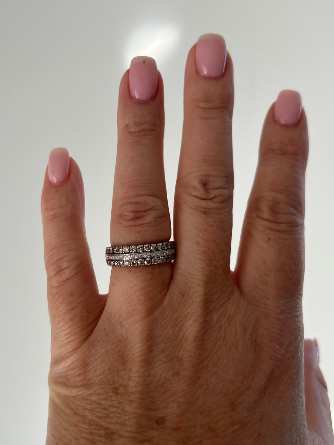 Estate Le Vian 14KT White Gold Triple Row Diamond Band, Contemporary
