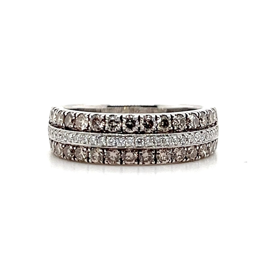 Estate Le Vian 14KT White Gold Triple Row Diamond Band, Contemporary
