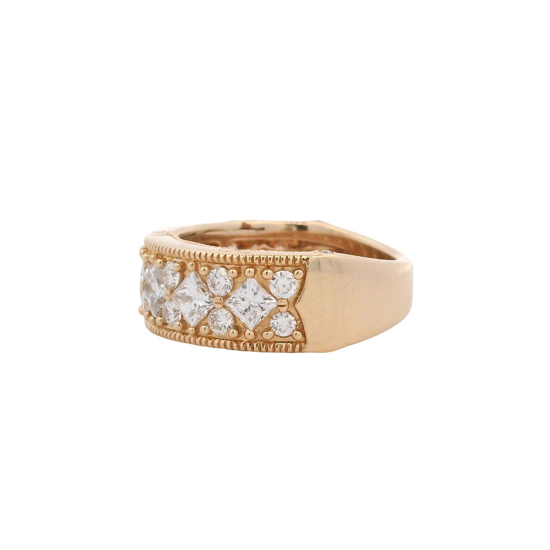 14K Yellow Gold 2.00CTW Princess-Cut Lab Diamond Multi Row Band