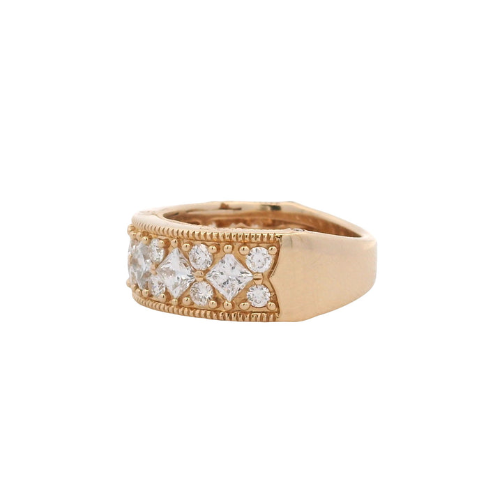 14K Yellow Gold 2.00CTW Princess-Cut Lab Diamond Multi Row Band