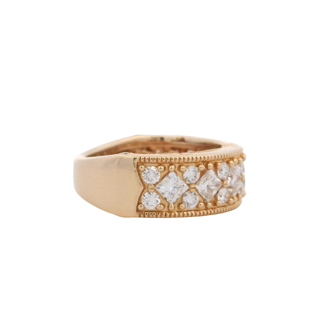 14K Yellow Gold 2.00CTW Princess-Cut Lab Diamond Multi Row Band