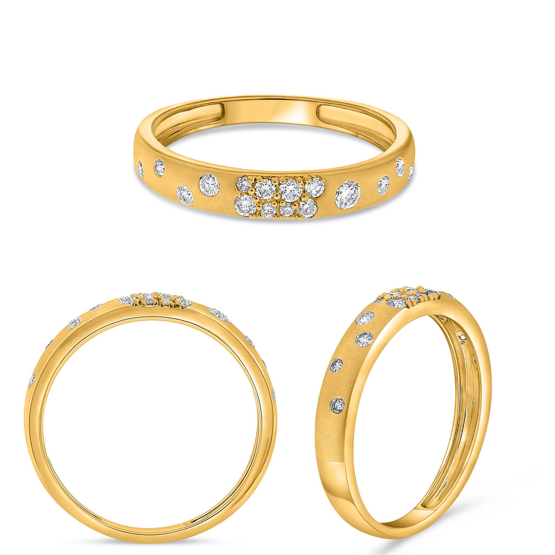 14K Yellow Gold 0.21CTW Diamond Flush-Set Sandblast Band