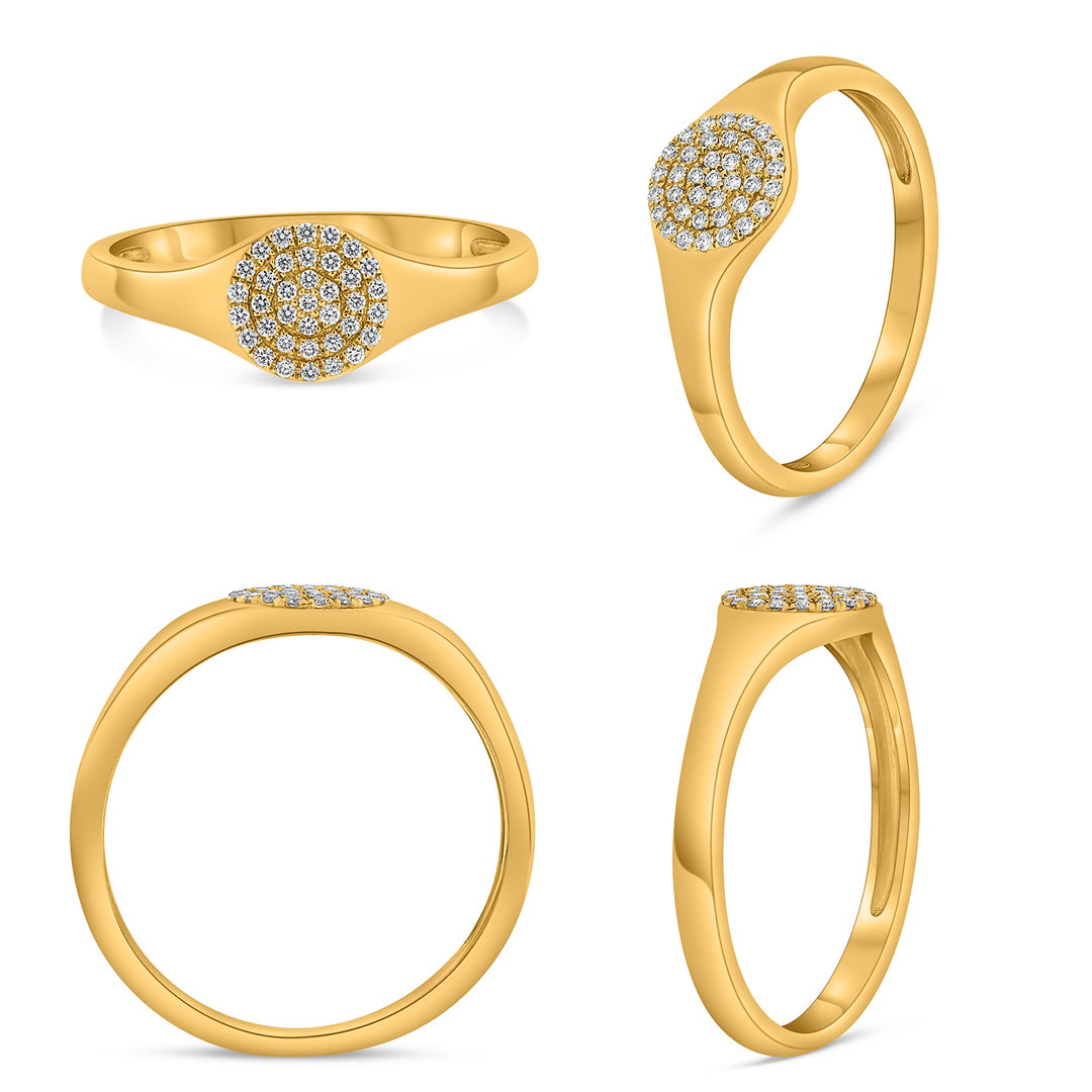 14KT Yellow Gold Diamond Cluster Signet Ring