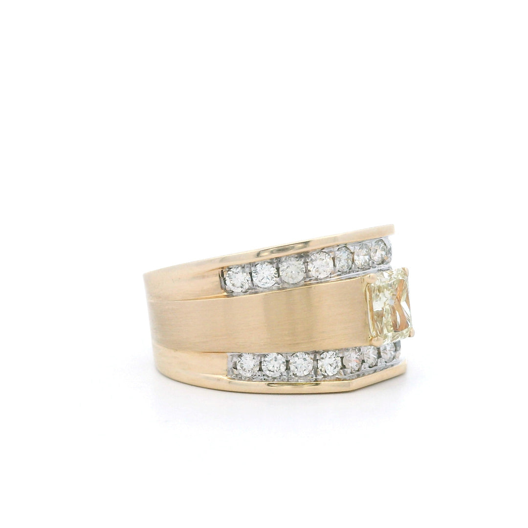 Estate 14K Yellow Gold 1.65CTW Radiant-Cut Fancy Yellow Diamond Ring