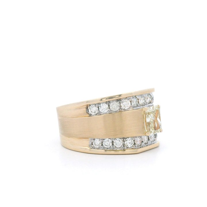 Estate 14K Yellow Gold 1.65CTW Radiant-Cut Fancy Yellow Diamond Ring