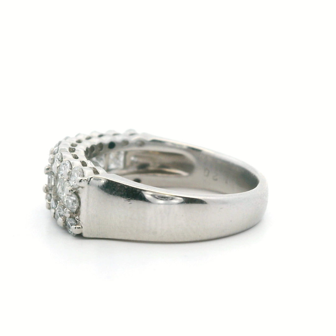Estate Platinum 1.20CTW Princess-Cut Diamond Multi-Row Anniversary Band