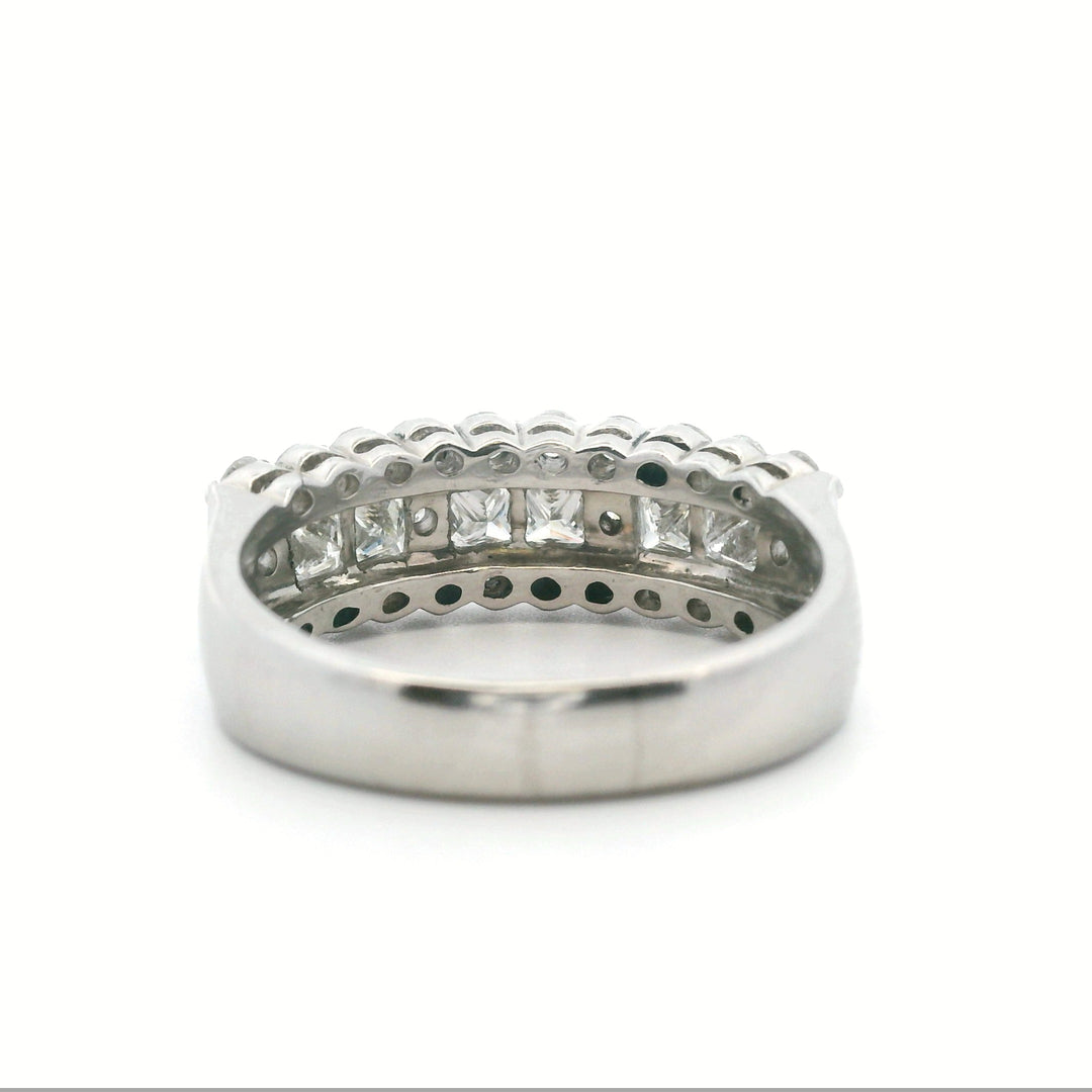 Estate Platinum 1.20CTW Princess-Cut Diamond Multi-Row Anniversary Band