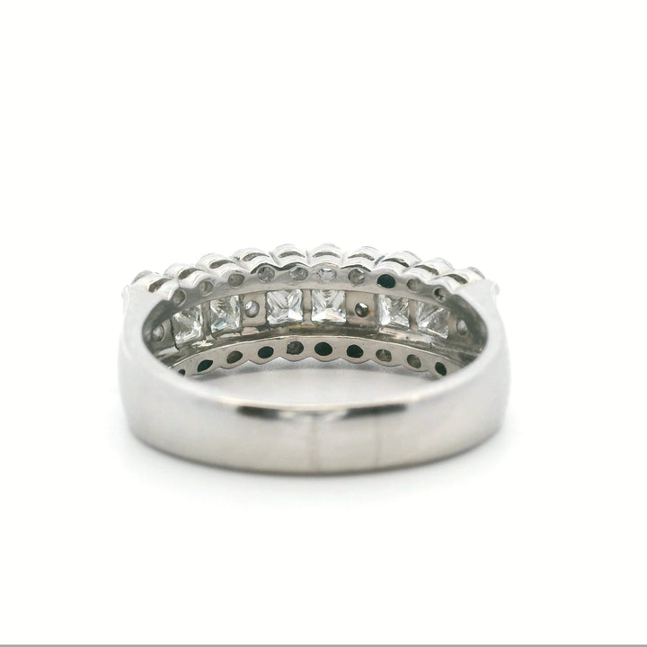 Estate Platinum 1.20CTW Princess-Cut Diamond Multi-Row Anniversary Band