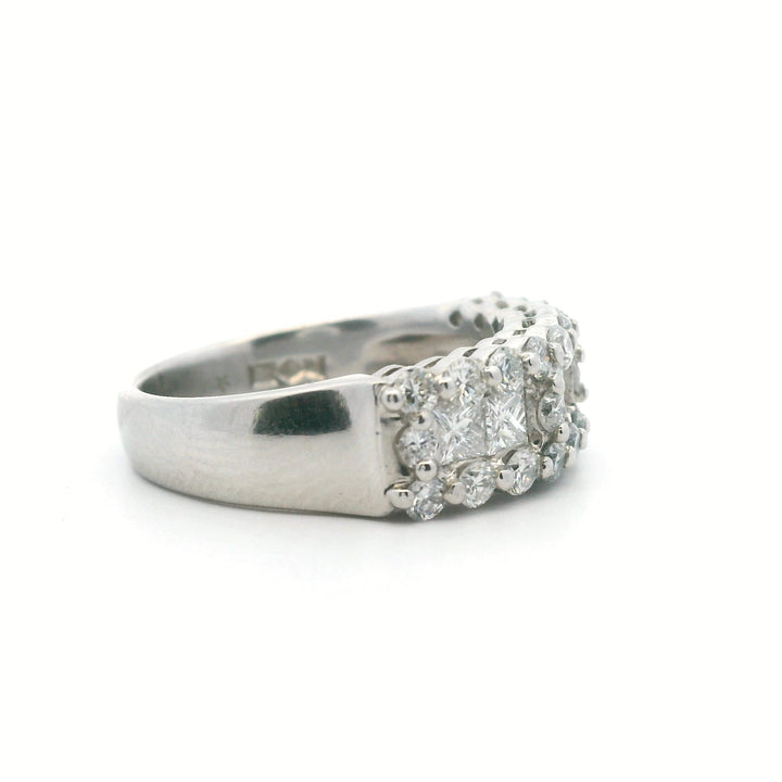 Estate Platinum 1.20CTW Princess-Cut Diamond Multi-Row Anniversary Band