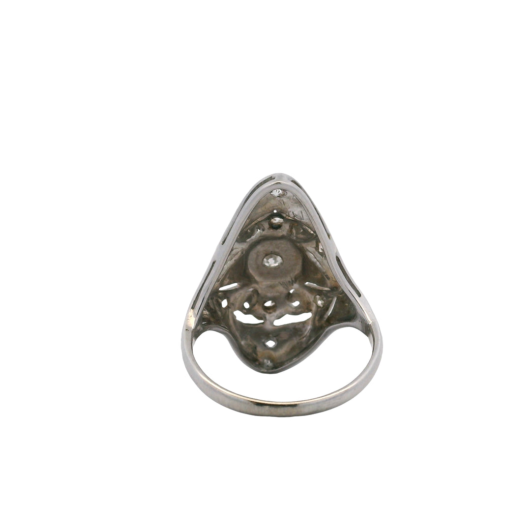 Estate 18K White Gold 0.45CTW Diamond Art Deco Navette Ring