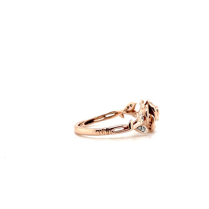 Estate 10KT Rose Gold Disney Enchanted Belle Diamond Rose Ring, Contemporary