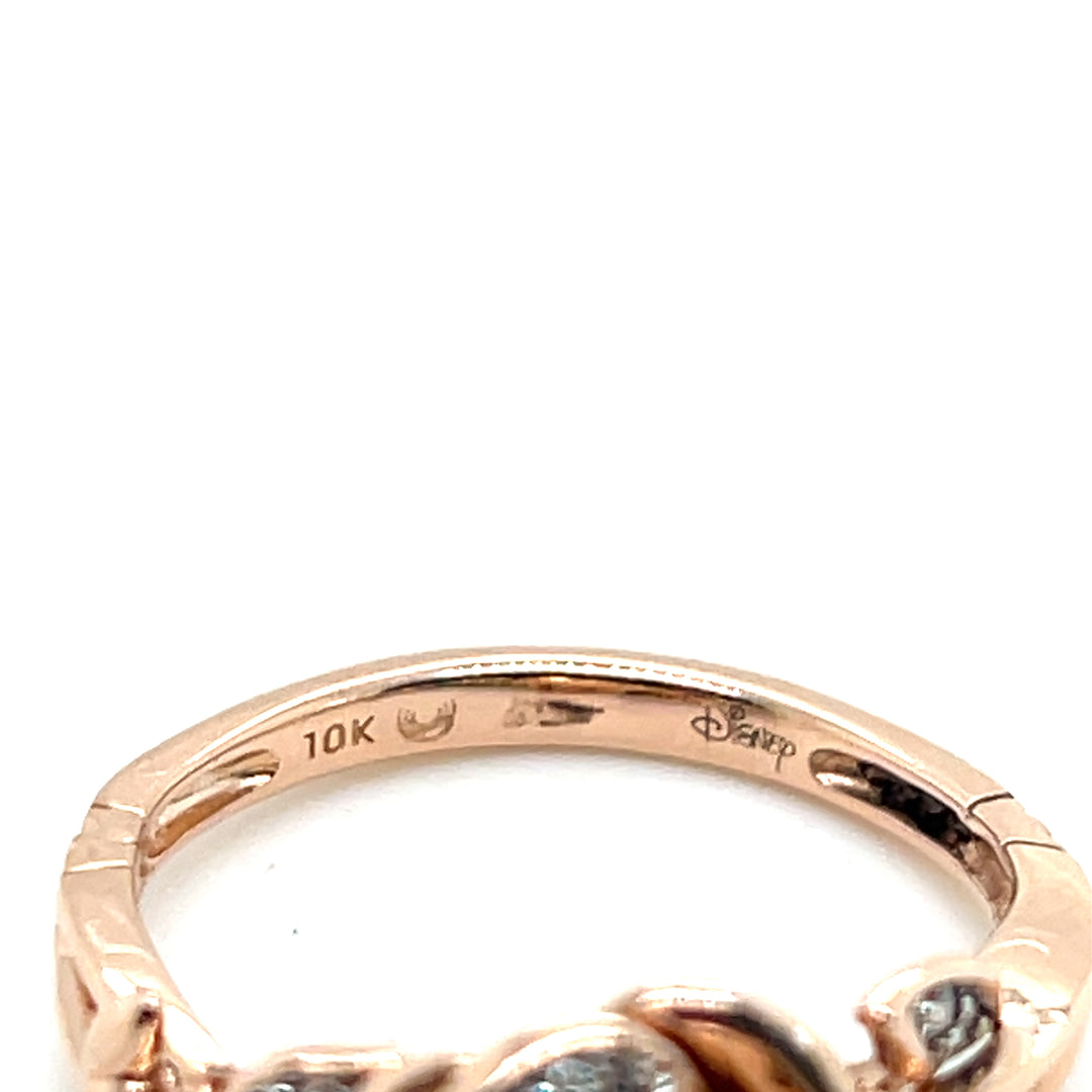 Estate 10KT Rose Gold Disney Enchanted Belle Diamond Rose Ring, Contemporary