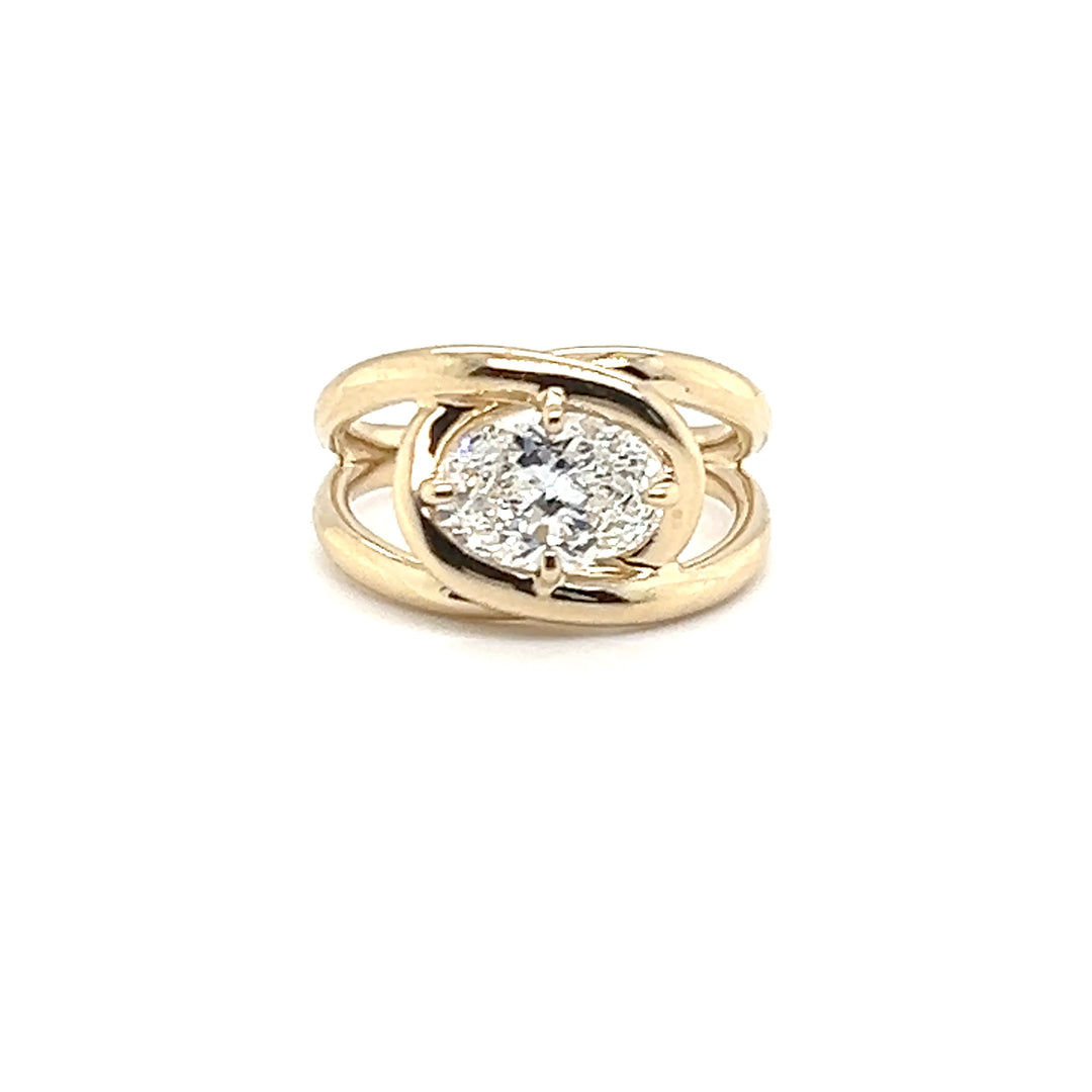 14K Yellow Gold 1.52CTW Oval Diamond Solitaire Ring