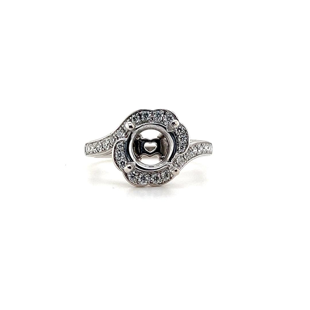Estate 18K White Gold 0.49CTW Bypass Engagement Ring Mounting