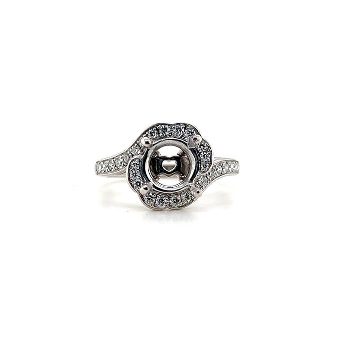 Estate 18K White Gold 0.49CTW Bypass Engagement Ring Mounting