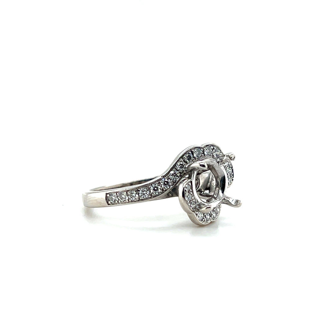 Estate 18K White Gold 0.49CTW Bypass Engagement Ring Mounting