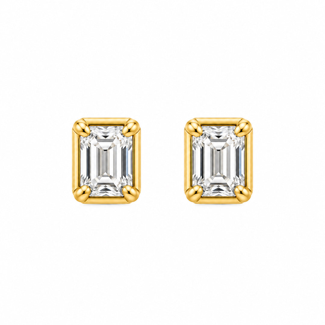 Solitaire Yellow Gold CTW 0.59 Lab Diamond Stud Earrings