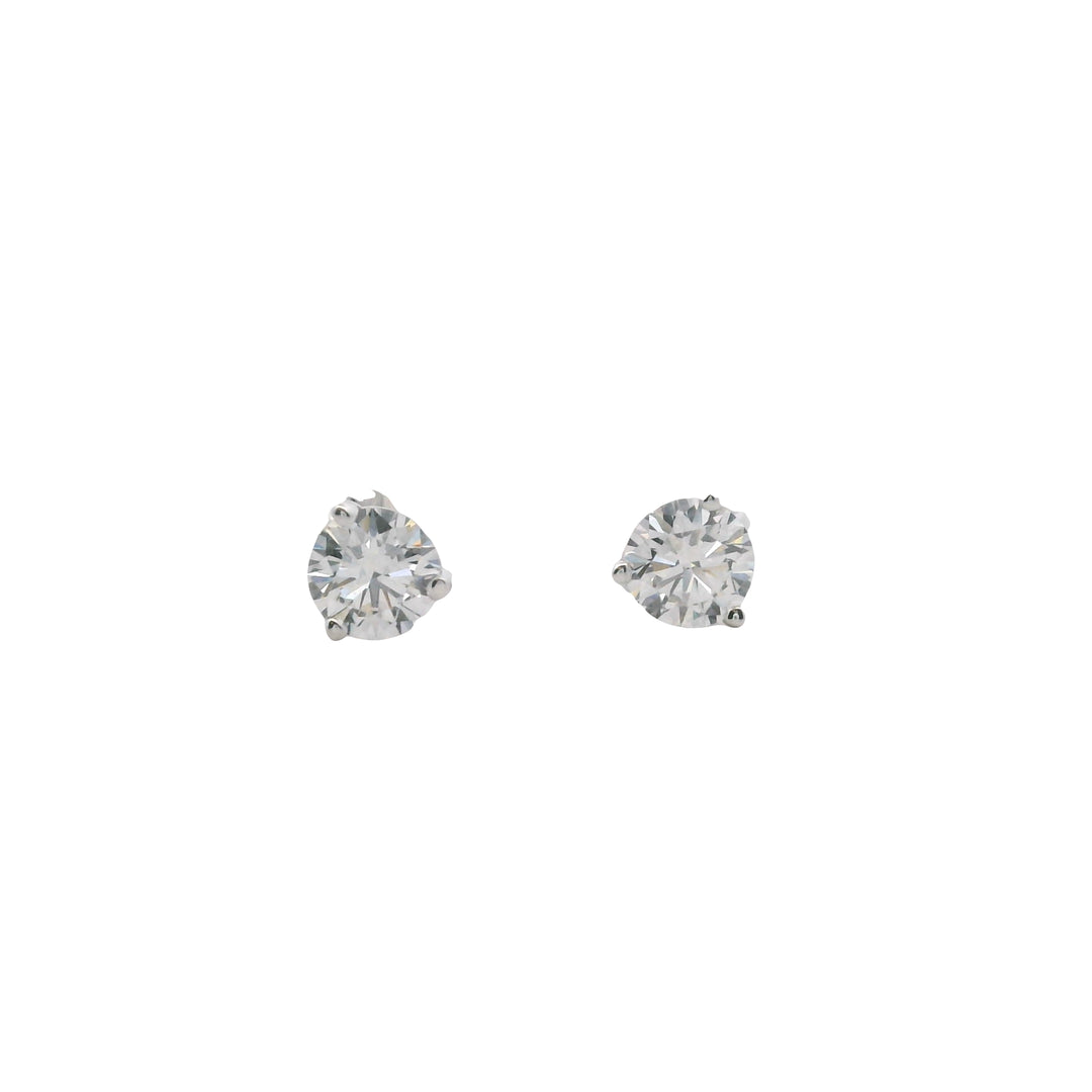14K White Gold Diamond Martini Stud Earrings - 2.00 TCW