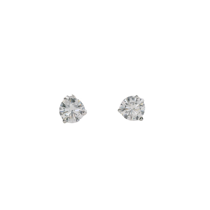14K White Gold Diamond Martini Stud Earrings - 2.00 TCW