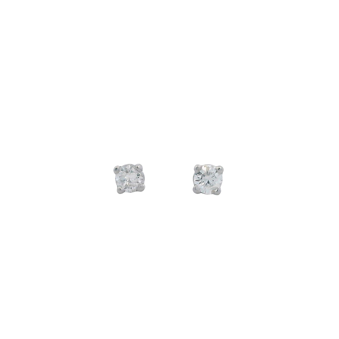 14K White Gold Diamond Stud Earrings - 0.19 TCW Round Brilliant Cut - H/I Color SI2 Clarity