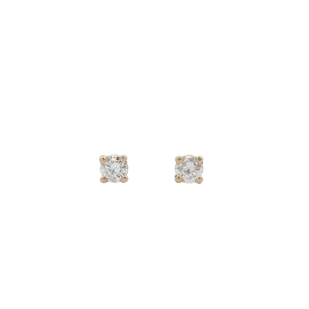 14K Yellow Gold 0.17ctw Round Diamond Stud Earrings