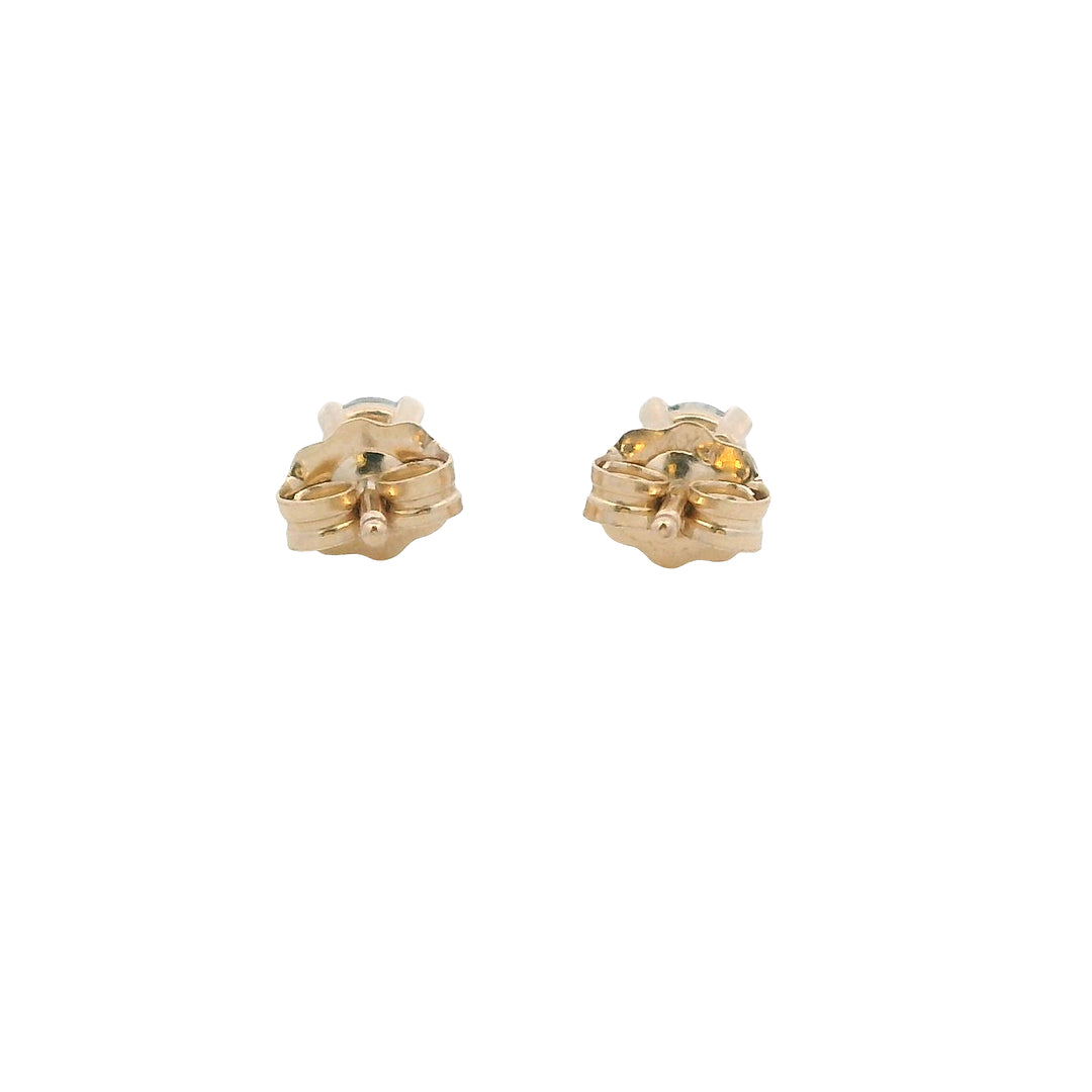 14K Yellow Gold Diamond Stud Earrings - Classic Four-Prong Setting Design