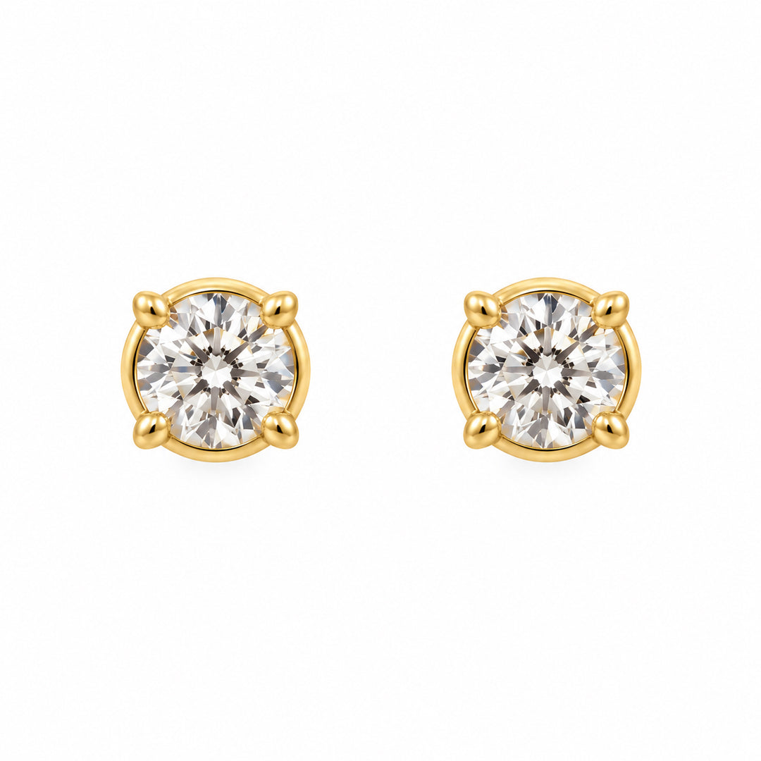 10K Yellow Gold 0.54CTW Round Lab Diamond Solitaire Stud Earrings