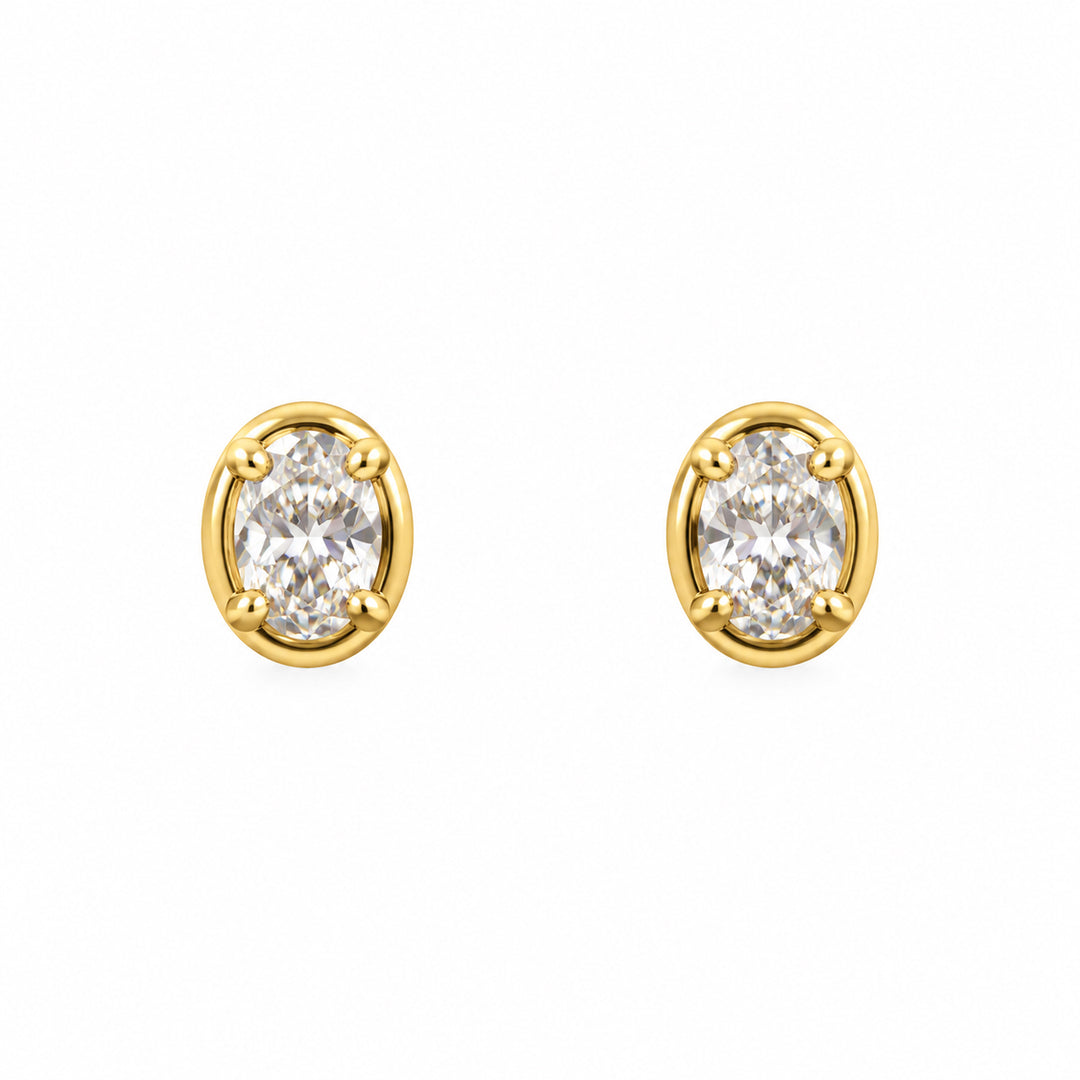 10K Yellow Gold 0.49CTW Oval Lab Diamond Solitaire Stud Earrings