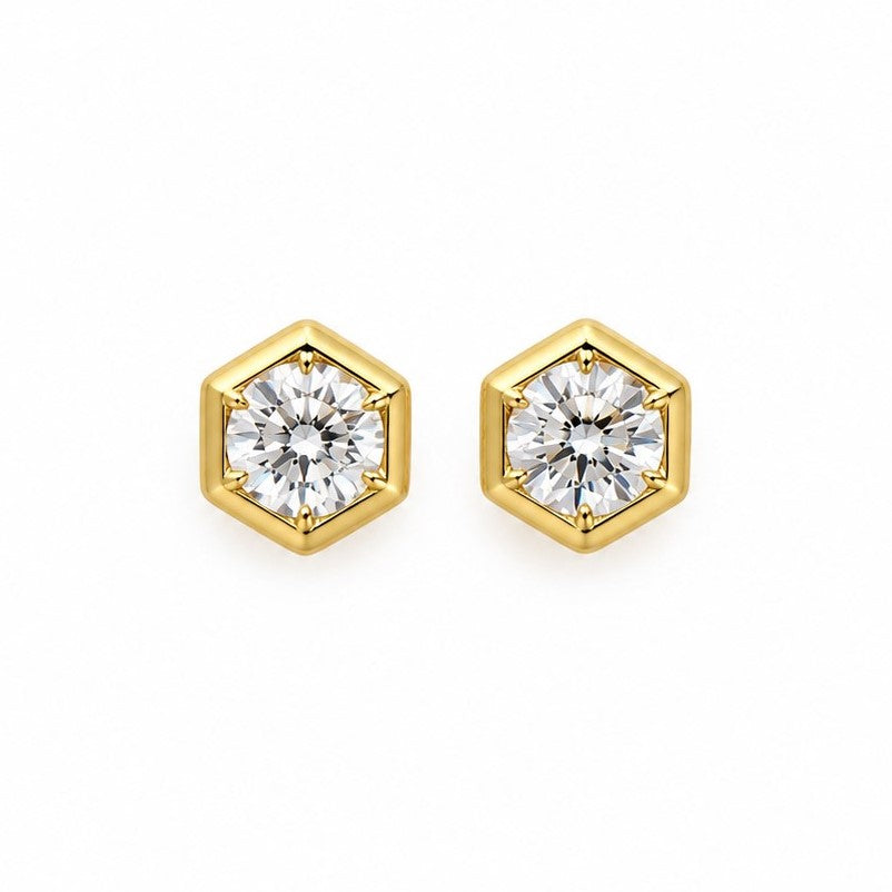 10K Yellow Gold 0.50CTW Round Lab Diamond Solitaire Stud Earrings