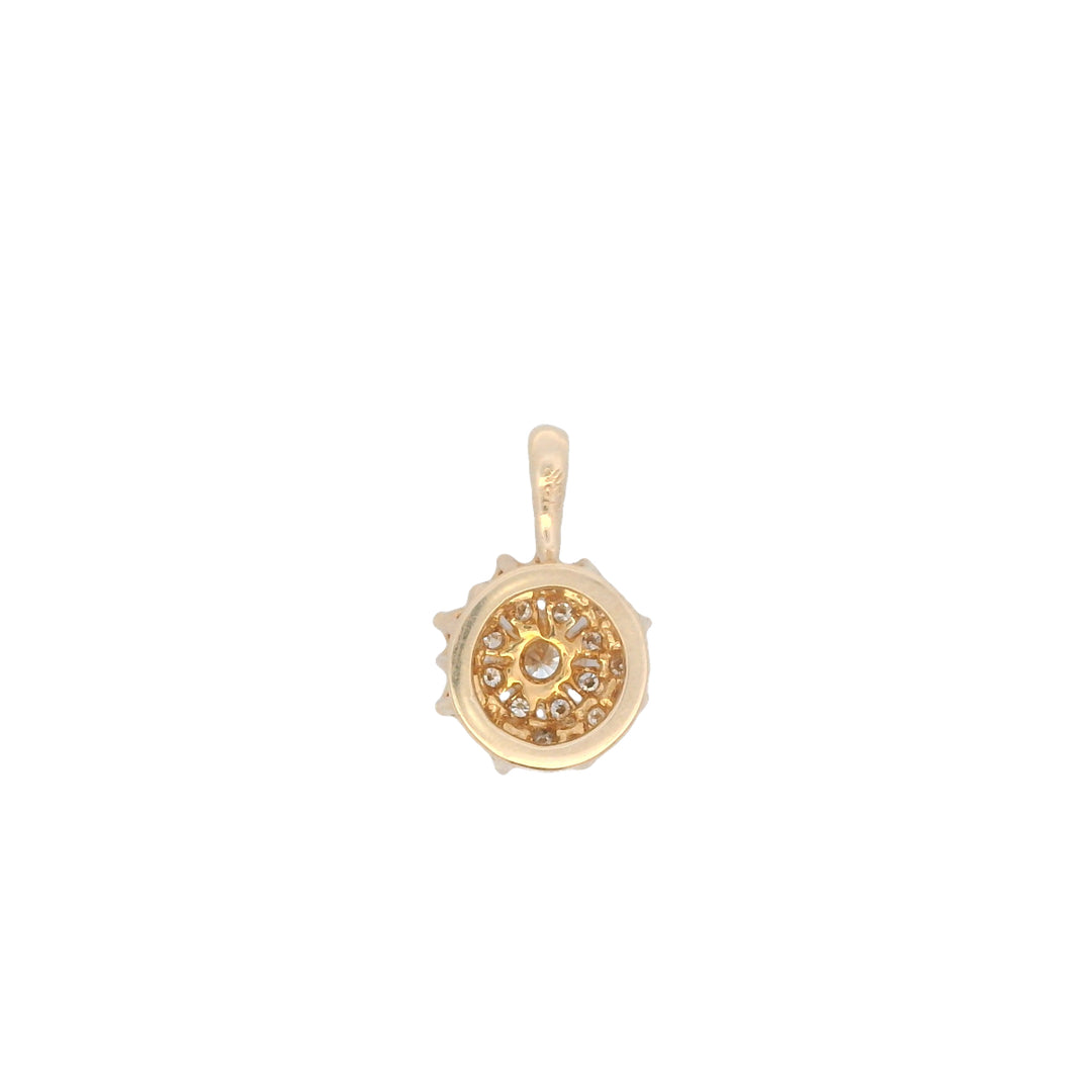 Estate 18K Yellow Gold 0.85CTW Round Diamond Flower Pendant