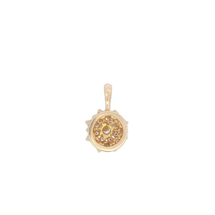 Estate 18K Yellow Gold 0.85CTW Round Diamond Flower Pendant