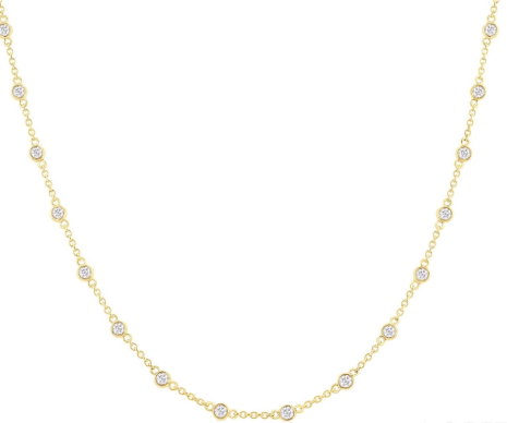 14K Yellow Gold 1.00 CTW Diamond Bezel Station Necklace