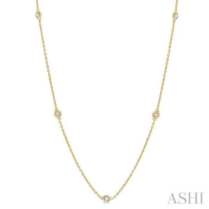 14K Yellow Gold 0.50 TCW Diamond Station 18" Necklace