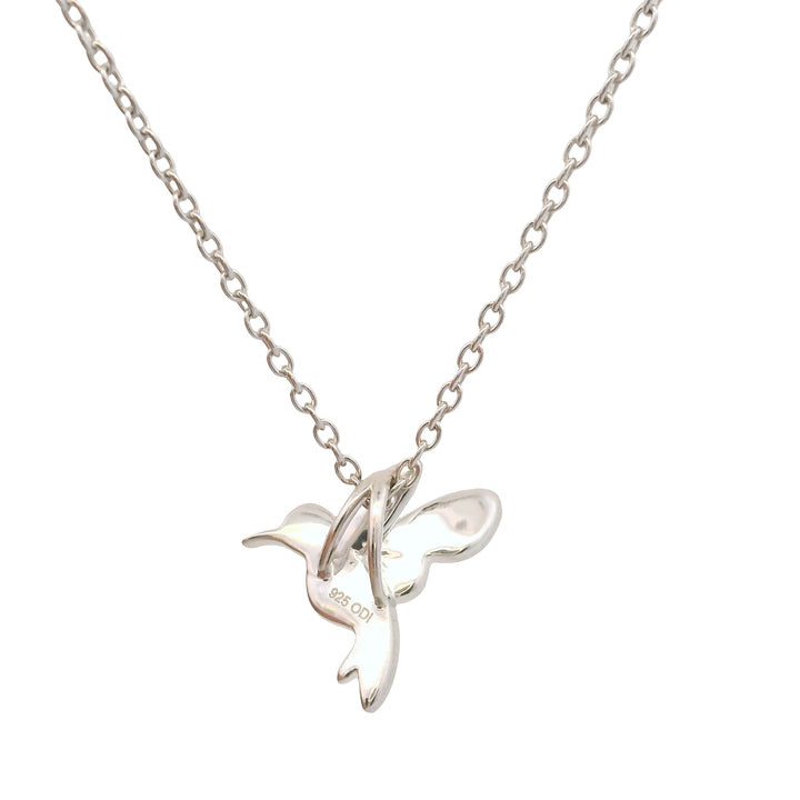 Sterling Silver Diamond Hummingbird Pendant Necklace - 0.03 Carat Total Weight