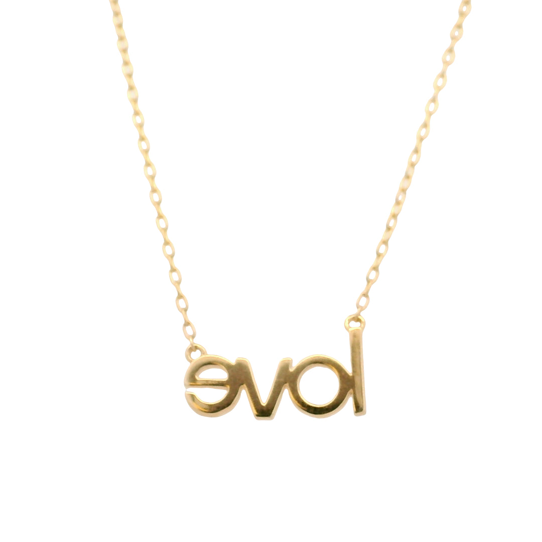 18K Yellow Gold 0.07CTW Diamond "Love" Word Necklace