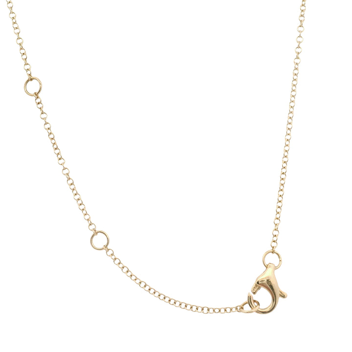 14K Yellow Gold 0.10CTW Diamond Curved Flower Bar Necklace
