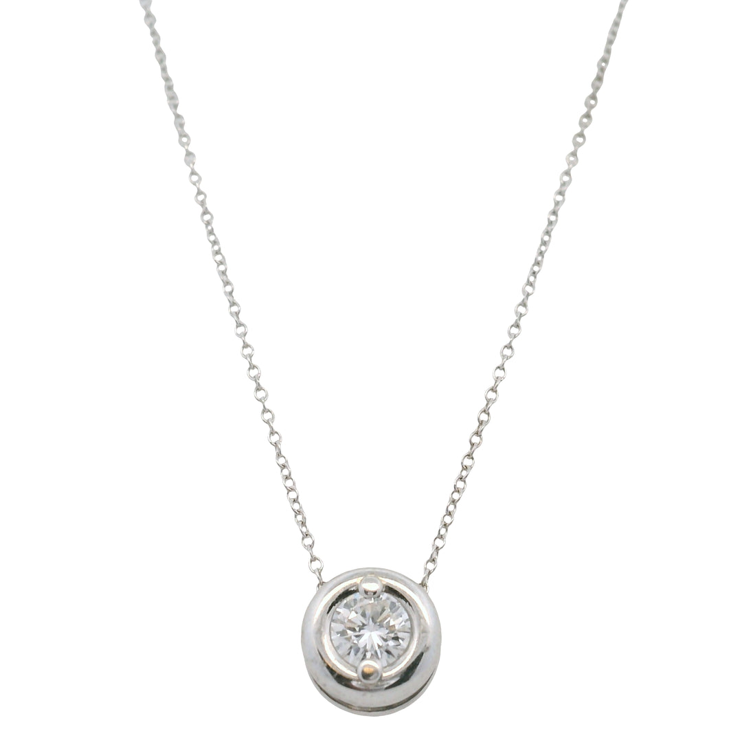 14K White Gold 0.44CTW Diamond Solitaire Necklace