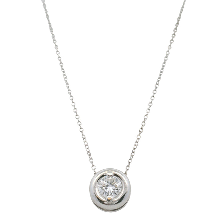 14K White Gold 0.44CTW Diamond Solitaire Necklace