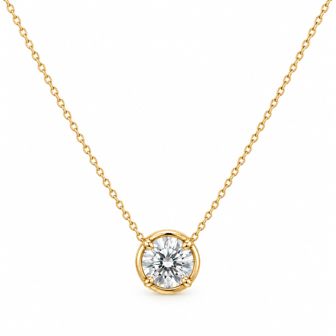 10K Yellow Gold 0.50CTW Round Lab Diamond Solitaire Necklace