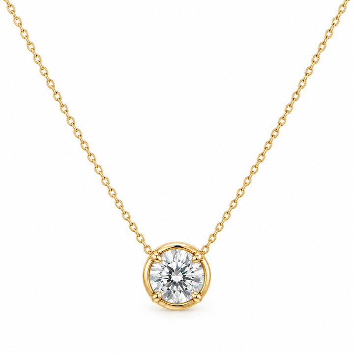 10K Yellow Gold 0.50CTW Round Lab Diamond Solitaire Necklace
