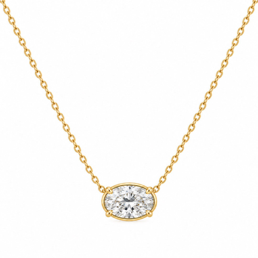 10K Yellow Gold 0.52CTW Oval Lab Diamond Solitaire Necklace