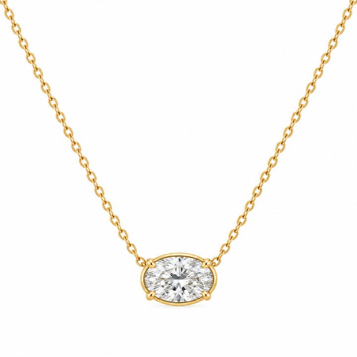 10K Yellow Gold 0.52CTW Oval Lab Diamond Solitaire Necklace