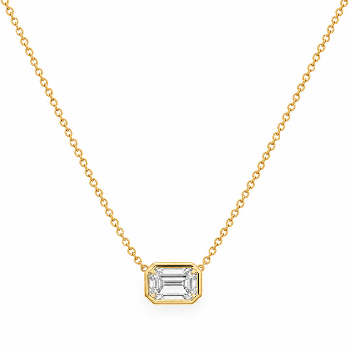 10K Yellow Gold 0.60CTW Emerald Cut Lab Diamond Solitaire Necklace