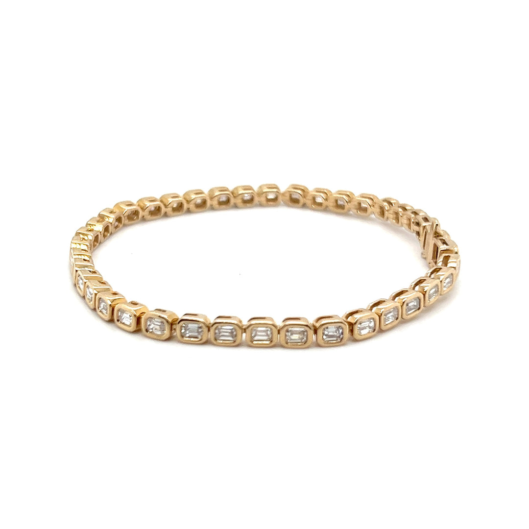 10K Yellow Gold 3.50CTW Emerald-Cut Lab Diamond Tennis Bracelet