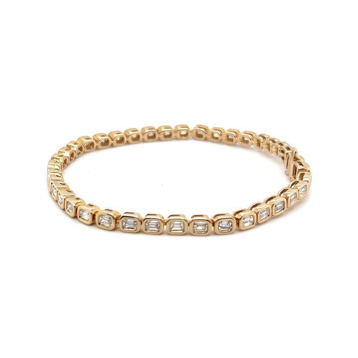 10K Yellow Gold 3.50CTW Emerald-Cut Lab Diamond Tennis Bracelet