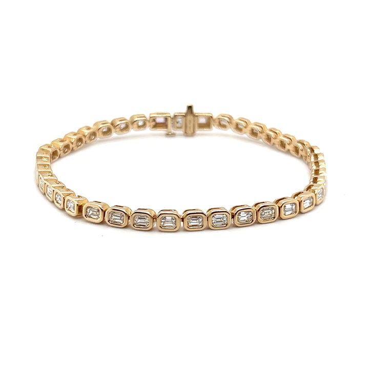 10K Yellow Gold 3.50CTW Emerald-Cut Lab Diamond Tennis Bracelet