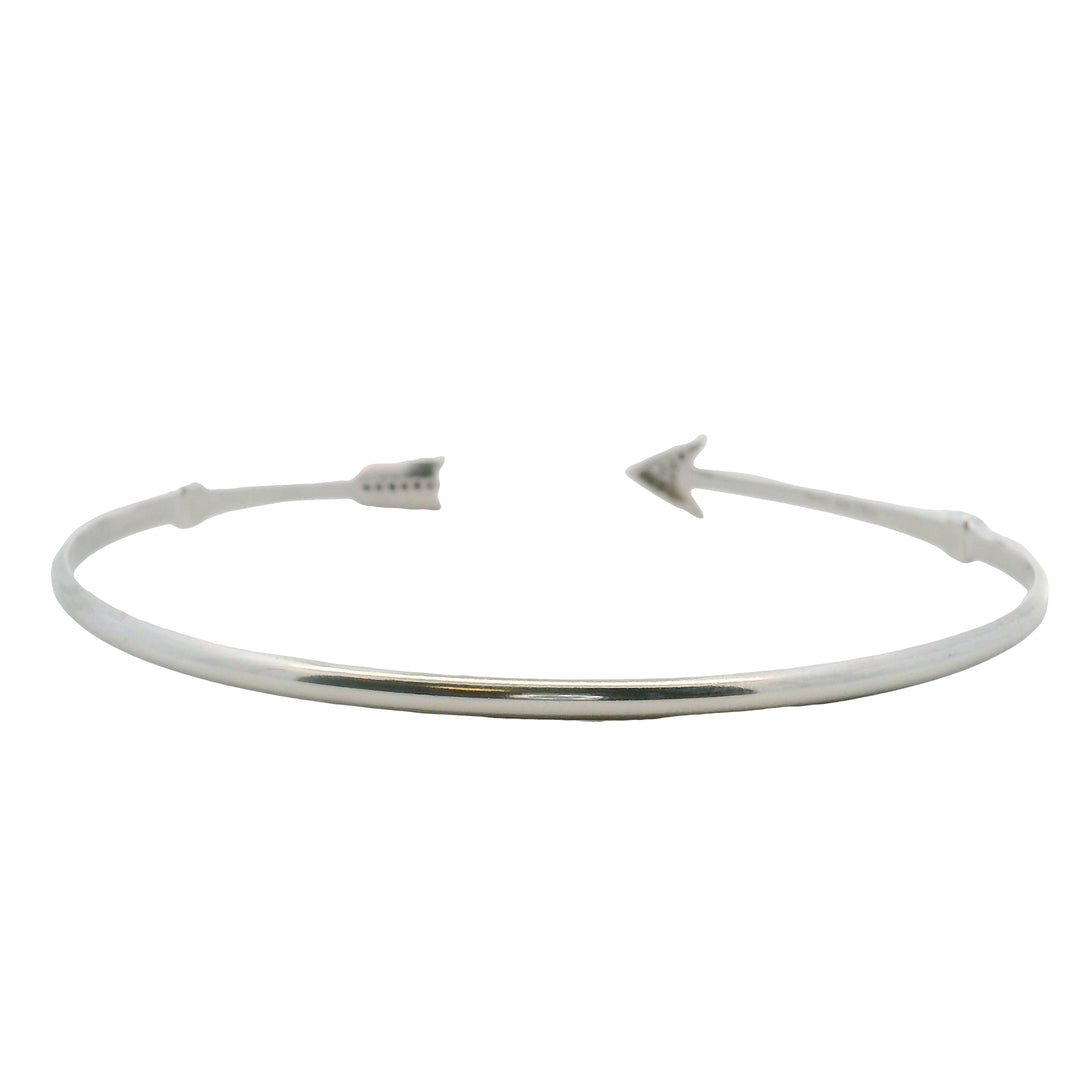 Estate Sterling Silver 0.03CTW Diamond Arrow Cuff Bracelet